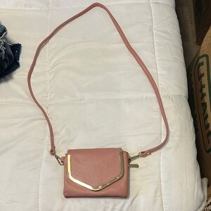 Target Rose Pink Crossbody Bag with Gold Trim